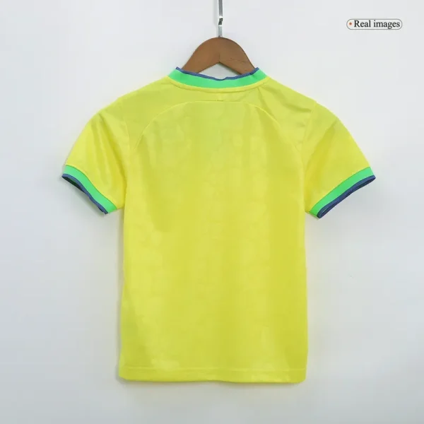 Brazil Kids World Cup 2022 Soccer Jersey Home Kit(Jersey+Shorts)