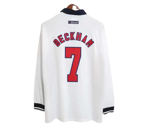 1998 England World Cup Home Retro Jersey Long Sleeve #7 BACKHAM #20 OWEN