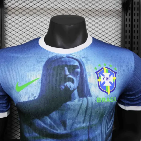 Brazil Nation 2024 Cristo Redeemer Player Edition Blue Football Jersey Shirt