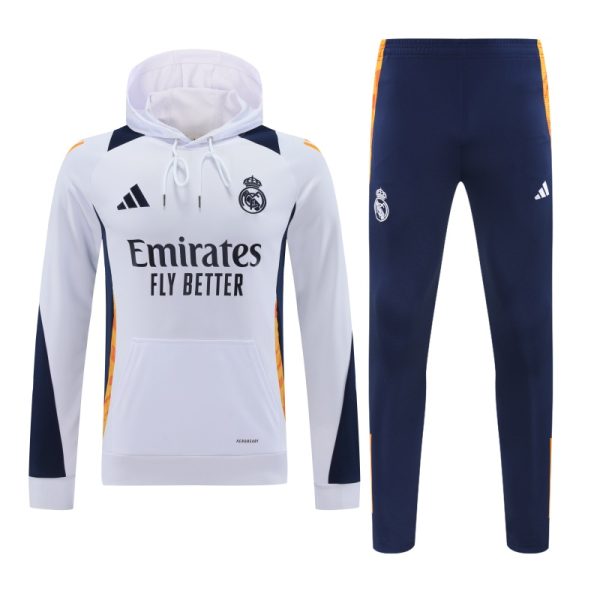 2024-25 Real Madrid Zipper Sweatshirt Kit(Top+Pants) White