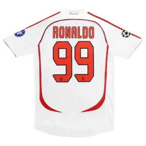 2006/07 AC Milan Ronaldo #99 Kak¨¤ #22 Maldini #3 Pirlo #21 UCL Final Retro Jersey Away Replica