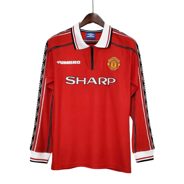 1998-00 Manchester United Beckham #7 Retro Jersey Home Long Sleeve
