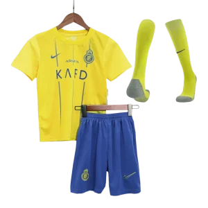 2023/24 Kids Al Nassr Home Whole Kit(Jersey+Shorts+Socks)
