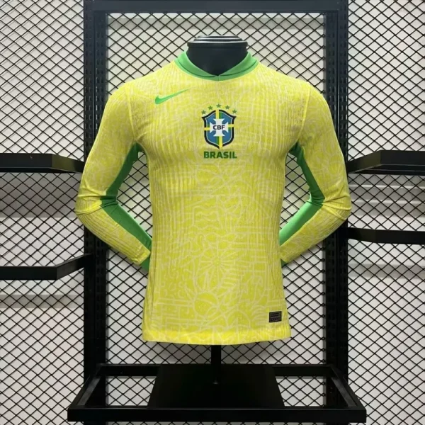 Authentic Soccer Jersey Brazil Home Shirt Long Sleeve 2024