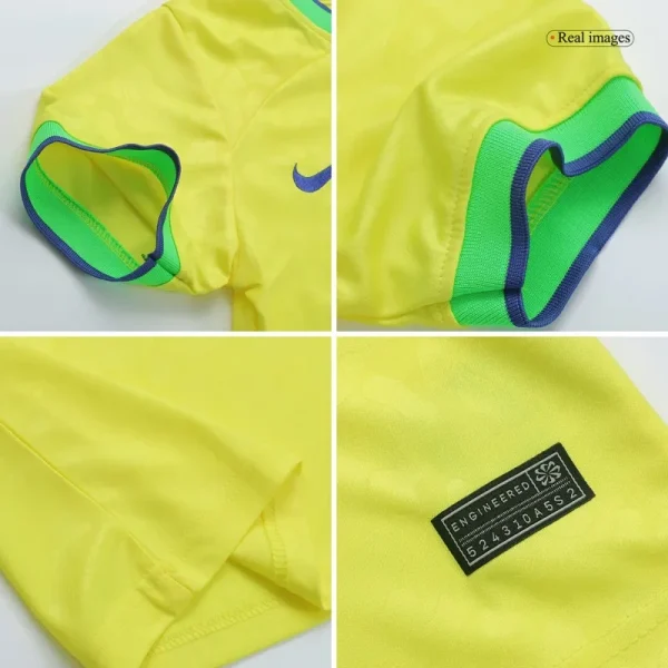 Brazil Kids World Cup 2022 Soccer Jersey Home Kit(Jersey+Shorts)