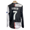 2019-20 Cristiano Ronaldo #7 Juventus Home Retro Player Version Soccer Jersey with UCL Patch - Long Sleeve