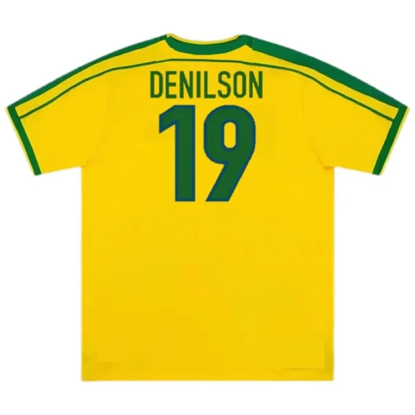 Brazil Nation Retro Ronaldo #9 Rivaldo #10 Cafu #2 Leonardo #18 R.carlos #6 Denilson #19 Jersey Home World Cup 1998