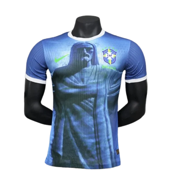 Brazil Nation 2024 Cristo Redeemer Player Edition Blue Football Jersey Shirt