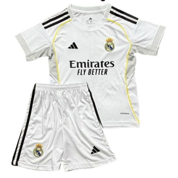 2025-26 Kids Real Madrid Home Kits Soccer Jersey