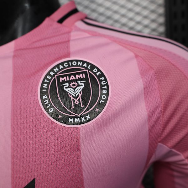 Inter Miami CF Home Pink Soccer Jersey Player Version Shirt Long sleeve 2025-26