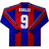 1996/97 Barcelona Ronaldo #9 Retro Long Sleeve Home Jersey