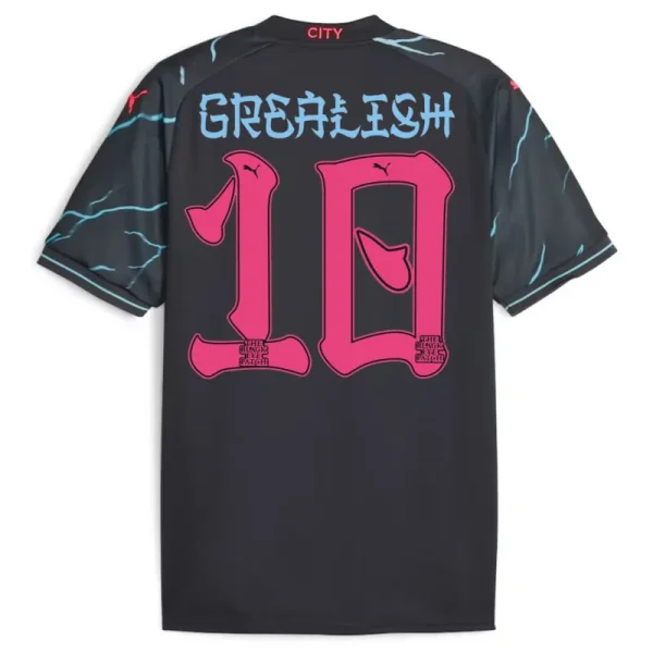 Manchester City HAALAND #9 GREALISH #10 DE BRUYNE #17 J.ALVAREZ #19 FODEN #47 Japanese Tour Printing Third Jersey 2023/24