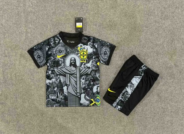 2024 Brazil Christ the Redeemer Special Kids Kit Football Jersey