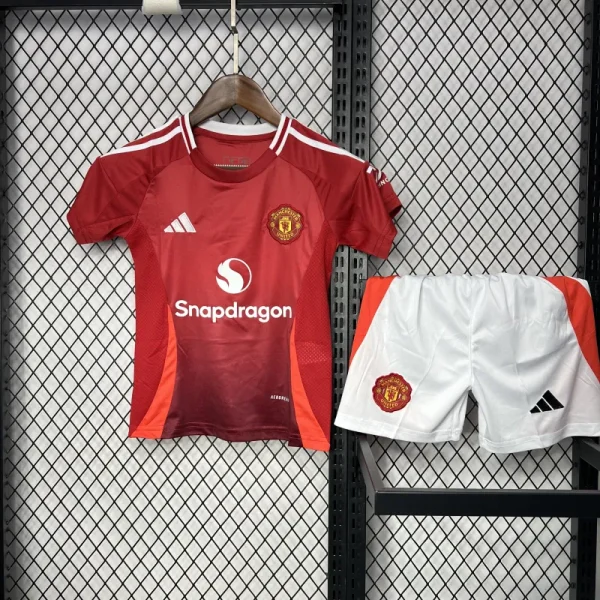 2024/25 Kids Manchester United Home Kit(Jersey+Shorts)