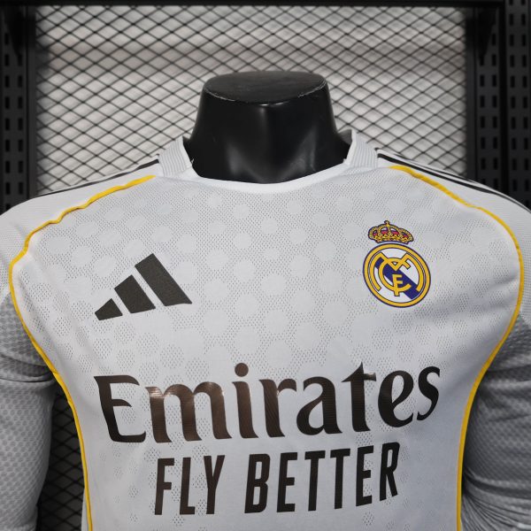 2025-26 Real Madrid Home Soccer Jersey Player Version Shirt Long Sleeve