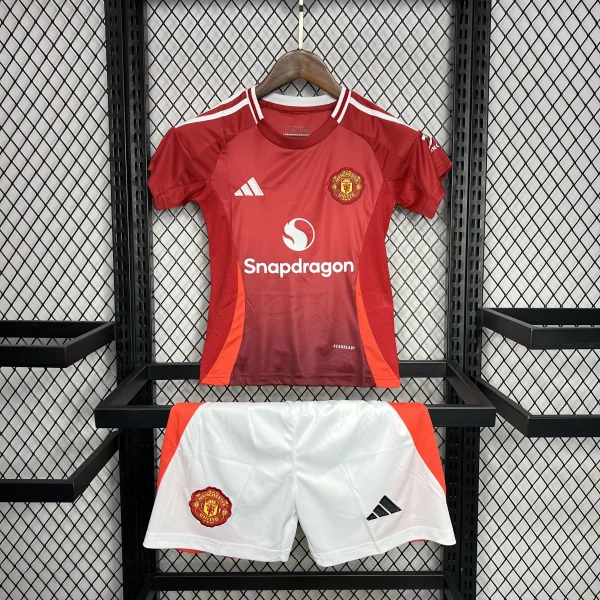 2024/25 Kids Manchester United Home Kit(Jersey+Shorts)