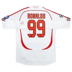 2006/07 AC Milan Ronaldo #99 Kak¨¤ #22 Maldini #3 Pirlo UCL Final Retro Long Sleeve Jersy Away Replica