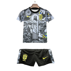 2024 Brazil Christ the Redeemer Special Kids Kit Football Jersey